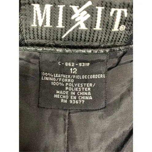 Mixit 1990's 100% Black Leather Straight Leg High Rise Pant Size 12