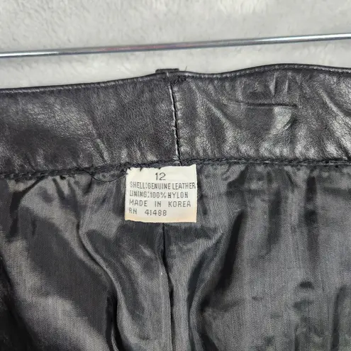 Vintage Womens Black 100% Genuine Leather Pants Korea Size 12