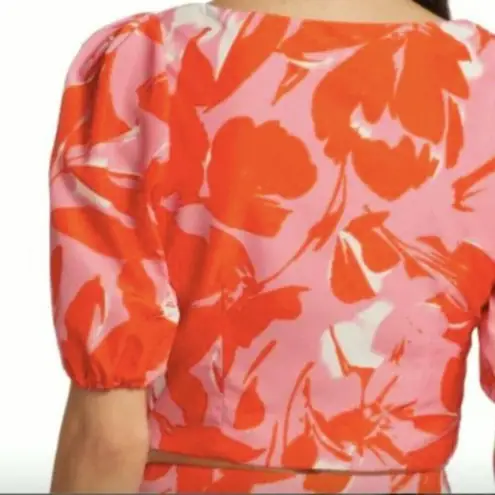 Monique Lhuillier ML Printed Taffeta Crop Top 10