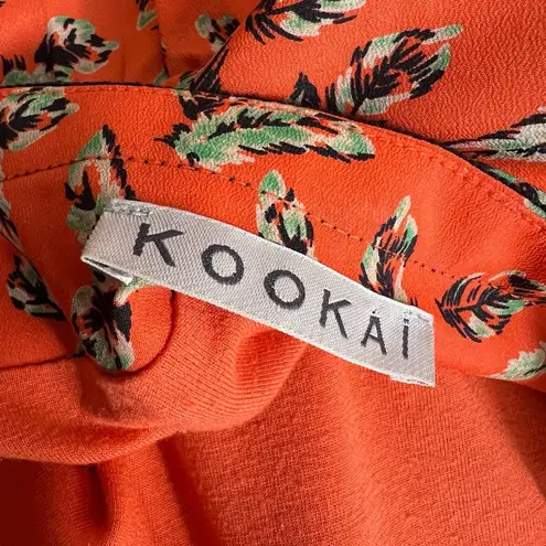 Kookai Kookaï Skirt Bright Orange Feather Print Accent Zippers Size 34 / XS