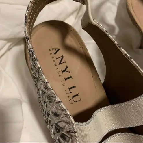 Anyi Lu Bridget cork snakeskin sandals Size 6.5
