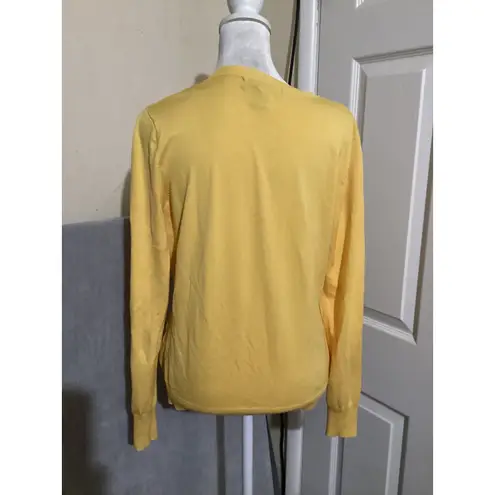 August Silk Yellow Button Front Silk Blend Cardigan Sweater Women's Medium