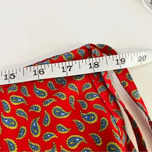 Women's Reversible Wrap Skirt – Red Floral / Blue Paisley – Adjustable Tie Waist Size M