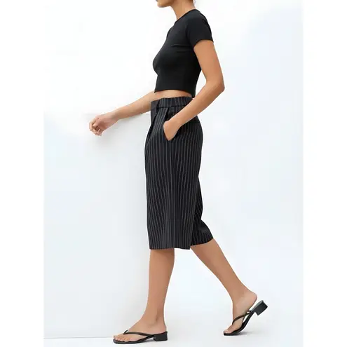 Jaded London Pinstripe Goliath Baggy Shorts, Black, W36