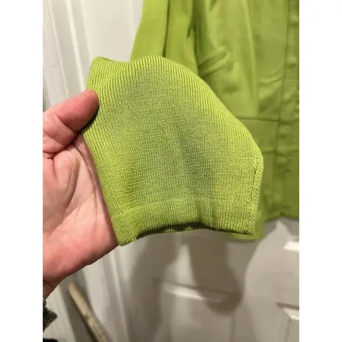 Peter Nygard Collection Lime Green Leather Front Knit Back Sleeves Jacket Large