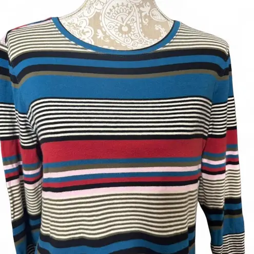 Westbound Color Blocked Size Large Striped Long Sleeve T Shirt Cotton Retro