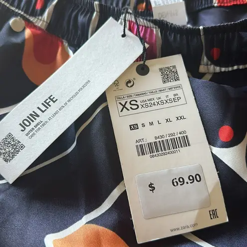 ZARA NWT  GEOMETRIC PRINT PANTS BLUE - REF. 8430/292 Silky Fabric Bloggers Fave