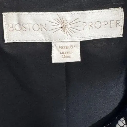 Boston Proper Black White Lace Asymmetrical Zipper Sleeve Moto Jacket Size 8