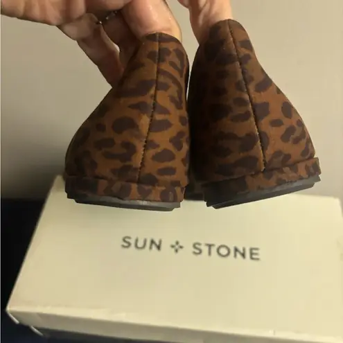 Sun + Stone Womens Shoes Eliana Slip On Brown Ballet Flats 9W Leopard Size 9