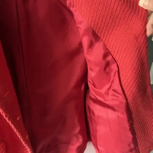 Ann Taylor Loft 6P 100% Wool Blazer Red Textured Preppy Career Notch Heritage