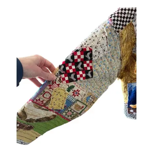 Vintage handmade patchwork quilt farm theme eggs chickens unique plaid L/XL Gold Size L