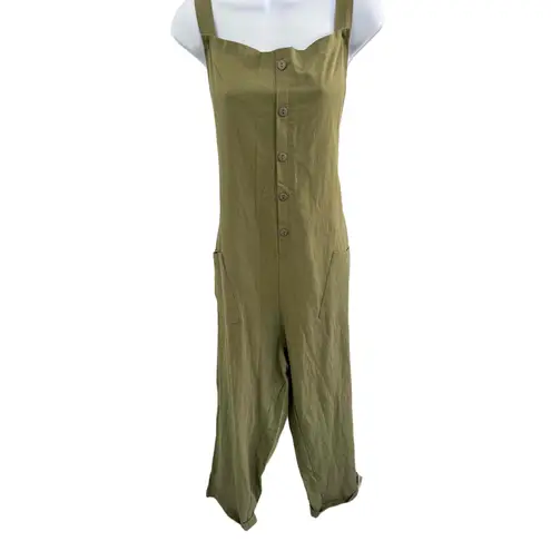 Aedvooer Olive Green Linen Blend Button