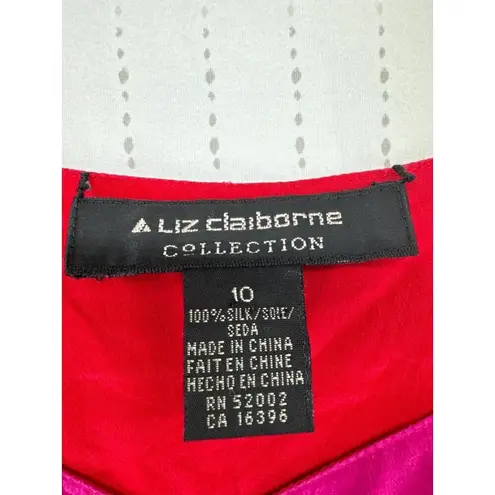 Liz Claiborne  Women Top Sz 10 Vintage 100% Silk Reversible Red/Magenta BizCasual