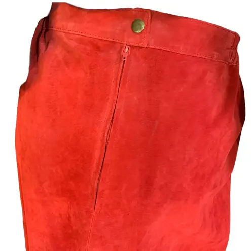 VINTAGE 1990'S RED SUEDE AUDREY JONES SKIRT (3X)