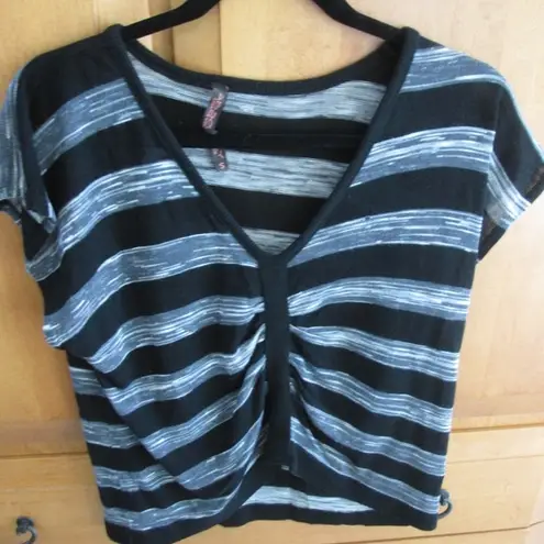 Black & White Shirred Front Sweater