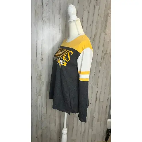 NWT Pittsburgh Penguins Women's Black Long Sleeve Graphic Hockey Shirt Medium Gray