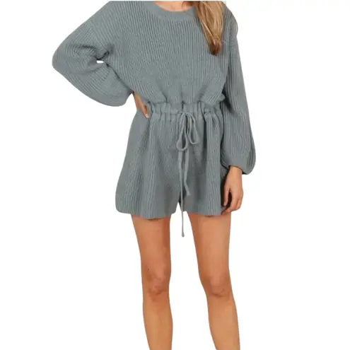 Petal and Pup - NWT Sloane Boho Casual Sweater Romper Dusty Blue Sz M