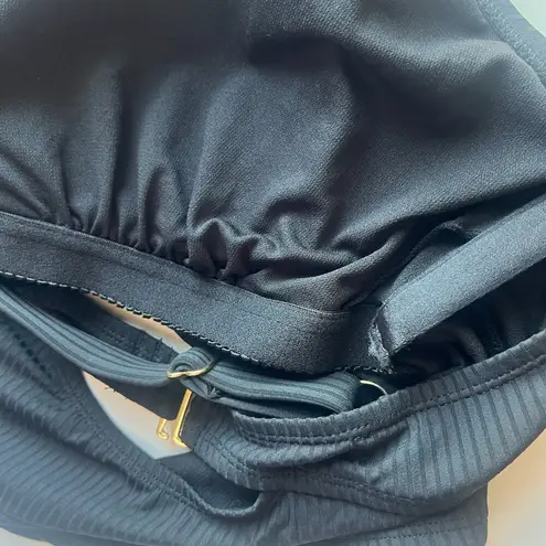 NWT Salt + Cove Ribbed Tie Front Tank Bikini Top Black Junior's Plus Size 1 NEW