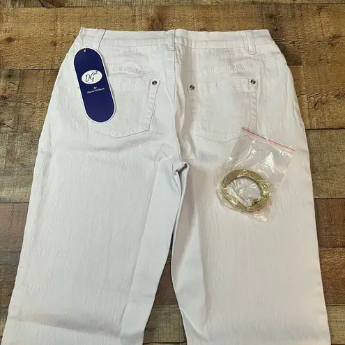 Diane Gilman DG2 | NEW White Gold Trim Stretch Denim Straight Leg Jeans Sz 8 P