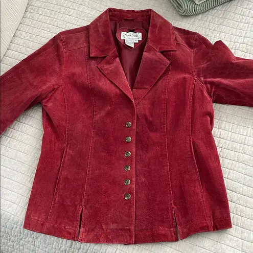 Live a little Vtg leather suede maroon pink western button up women jacket M Size M