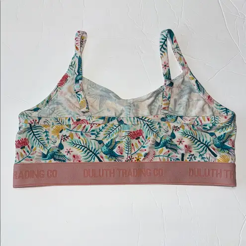 Duluth Trading Co. Multicolor Floral Sports Bra unlined medium light support M Green