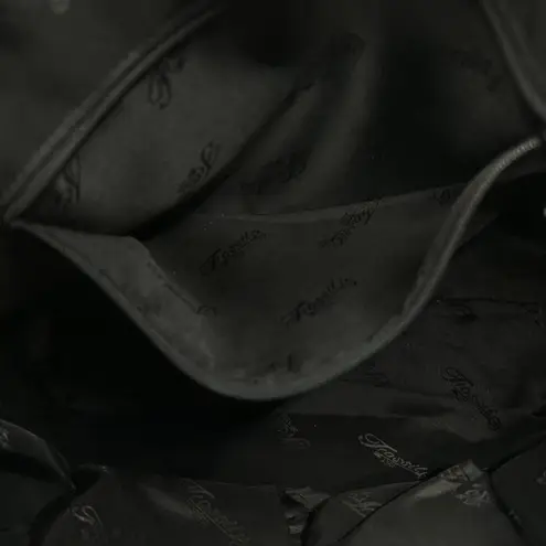 Fossil Vintage Black Pebbled Leather Bag Woven  Handles Shoulder Purse Key Charm