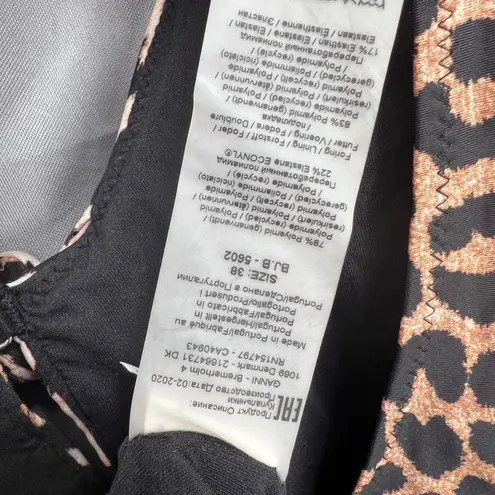 Ganni Leopard Print One Piece Swimsuit Tie Front Keyhole Size 38 (US 6) New