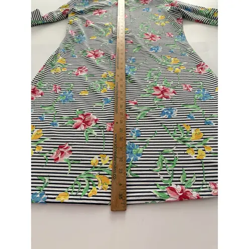 IBKUL Dress Size L Blue White Stripe Floral Mesh Sleeve Golf Fish Beach UPF Size L