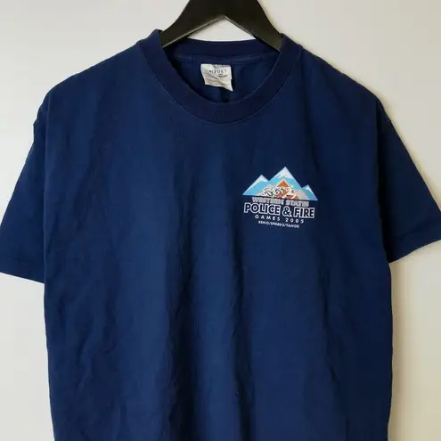 Urban Outfitters 2005 Western States Police & Fire T Shirt Games Mountain Graphic Tee Blue Large