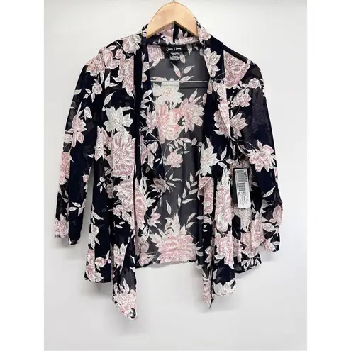 Jessica Howard Jessica Howard Light Jacket Size 12 Petite Black Pink Open Front NEW