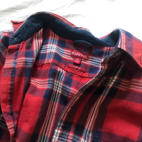 Flannel Button Up Red Size M