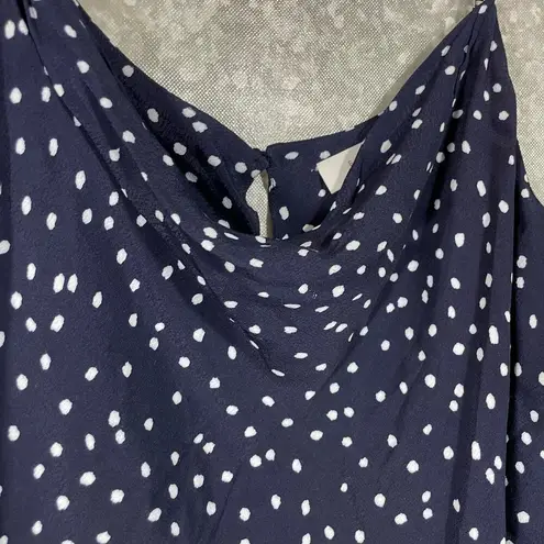Elodie Women's Navy Blue Polka Dot Sleeveless Blouse - Size XL - Preppy Academia