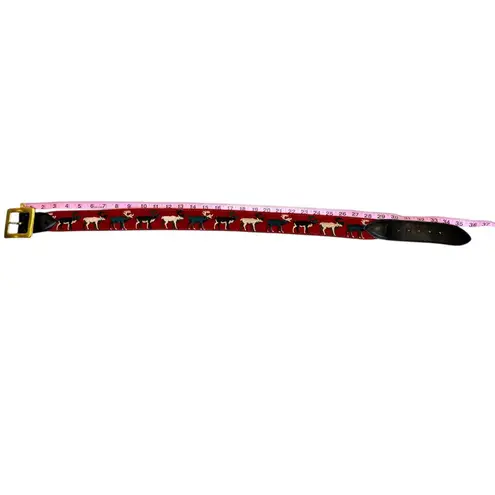 Vintage John Meyer Quirky Moose Embroidered Women's Belt Red