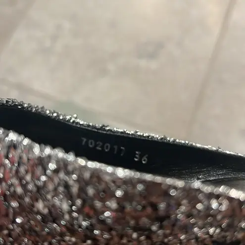 Balenciaga Knife Glitter High Heel Mules in Silver Titanium Size 36 New in Box