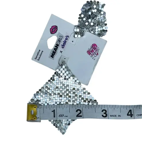 Claire's x Mean Girls Silver Mesh Like Sequin Drop Earrings NEW