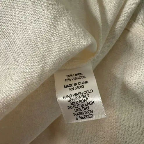 Isaac Mizrahi Isaac Mizrahi Beaded Tunic Top Womens S Linen Long Sleeve Resort wear Vacation