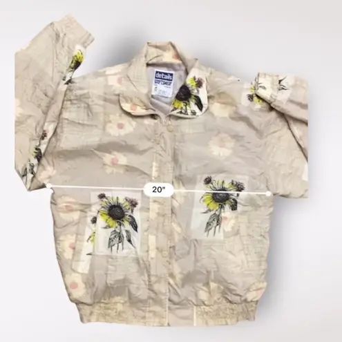 Details Sportswear Vintage Silk Sunflower Bomber Jacket Womens Size Small