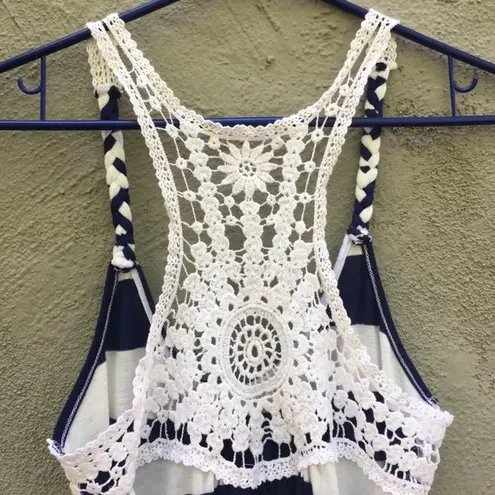 julie's closet Nautical striped racerback top with crotchet, racerback tank, crochet tank top