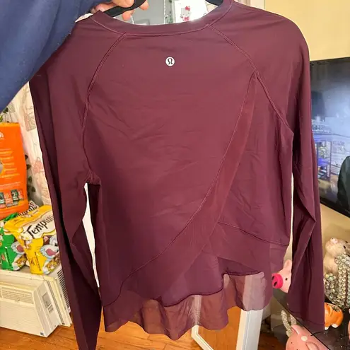 Lululemon  Quick Pace Long Sleeve Dark Adobe Burgundy Size Small/Medium