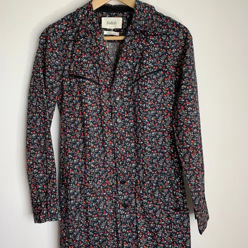 Ba&sh Seb Ditsy Floral Jumpsuit Black Noir Longsleeve Womens XS