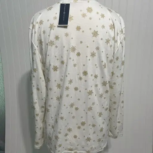 Karen Scott Snowflake Mock Neck Top White XL