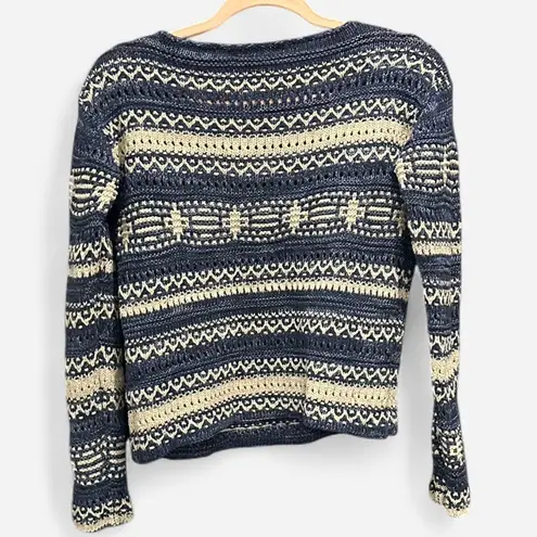 Lauren Ralph Lauren Aztec Southwestern Knit Sweater Cotton Linen Petite XS Blue Size undefined