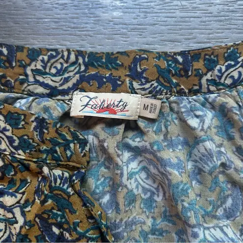 Faherty Naomi Top in Fairfield Border Print Size Medium Brown