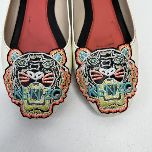 KENZO Paris Size 37.5 US 6.5 Brenda Tiger Ballerinas Flats Glossy Patent Leather