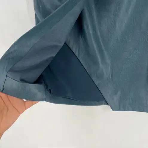 Rebecca Taylor Faux Leather Elegant High Rise Blue Tie Waist Faux Wrap Skirt 00