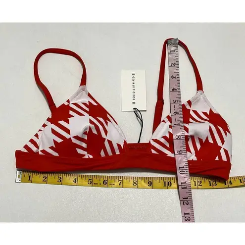 Solid & Striped The Morgan Scoop Neck Bikini Top In Lipstick Red Gingham Large Red