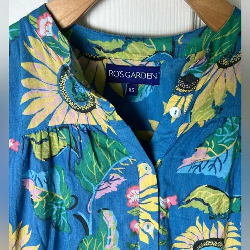 Ro’s Garden Tuckernuck Light Blue Julie Rio Floral Long Sleeve Midi Dress XS