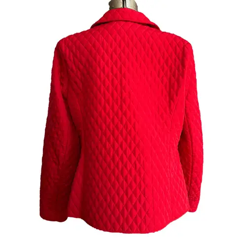 Briggs New York Red Quilted Jacket Striped Lining Silver Snaps Collared