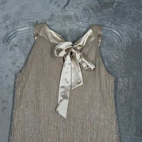 Enfocus Dress Womens Medium Petite Gold Shimmer Shift Ribbon Bow Party Elegant Size undefined