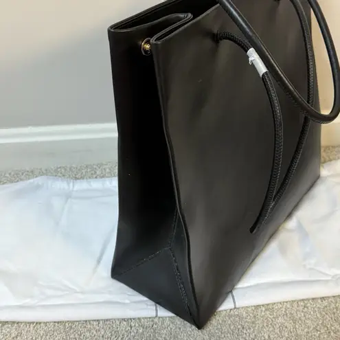 Moschino Couture Black Leather Tote Bag Gold Logo Large Shopper W/ Dust Bag NWT